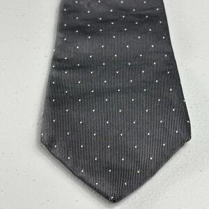 Town Craft Hand Sewn Silk Gray White Polka Dot Classic 60" Tie